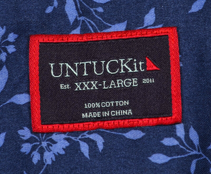 UNTUCKit Men's 3XL Floral Navy Blue Flowers Long Sleeve Button-Front Shirt