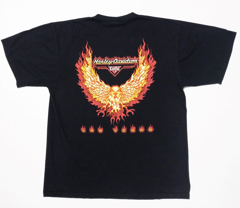 Vintage Harley-Davidson T-Shirt XXL Mens USA 90s Eagle Flames Las Vegas Cafe 2XL
