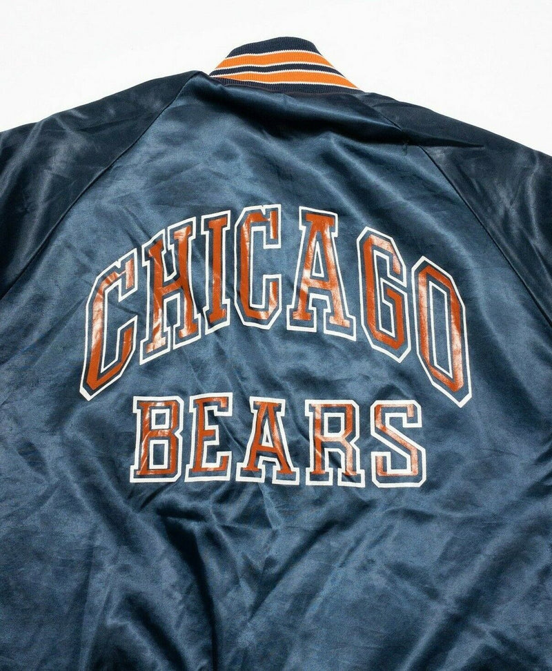 Chicago Bears Chalk Line Jacket Men's Medium Vintage 80s Bomber Satin Style Snap