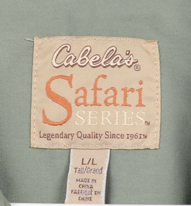 Cabela's Safari Men's Sz Large Tall Green Button-Front Short Sleeve Shirt
