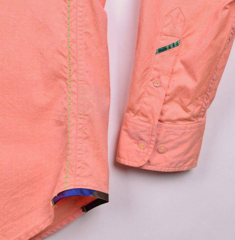 Robert Graham Men's XL Freshly Laundered Peach Orange Button-Front Shirt