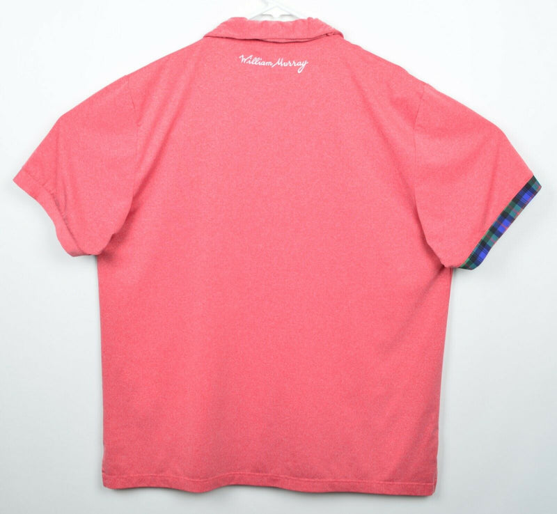 William Murray Men's Sz XL Heather Pink Plaid Accent Bill Murray Golf Polo Shirt