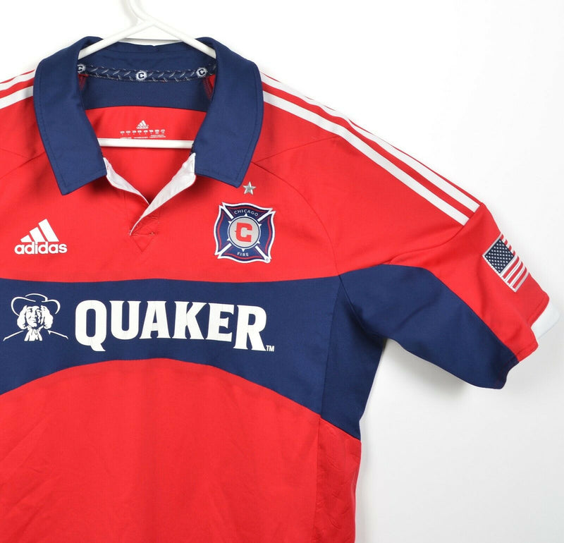 Chicago Fire Men's Large Adidas Red Navy Blue Climacool Football Soccer Jersey