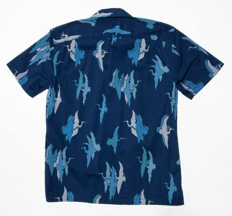 Tori Richard Hawaiian Shirt Men's Medium Swans Birds Blue Button-Front Aloha