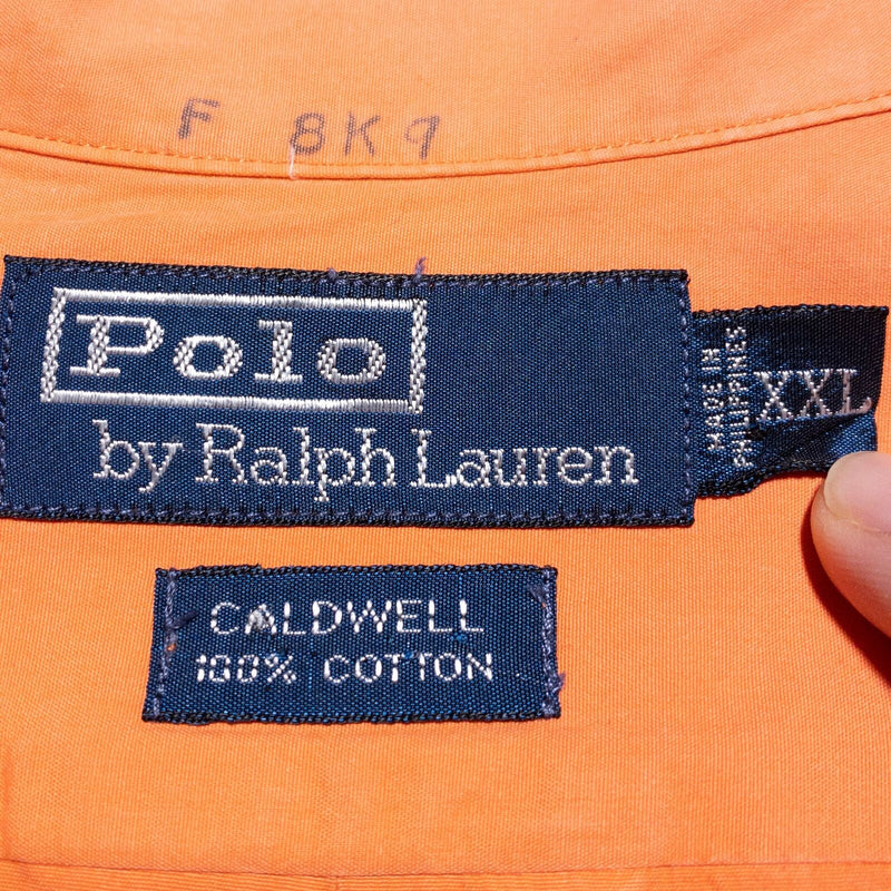 Polo Ralph Lauren Caldwell Loop Collar Shirt Men's 2XL Vintage 90s Camp Orange