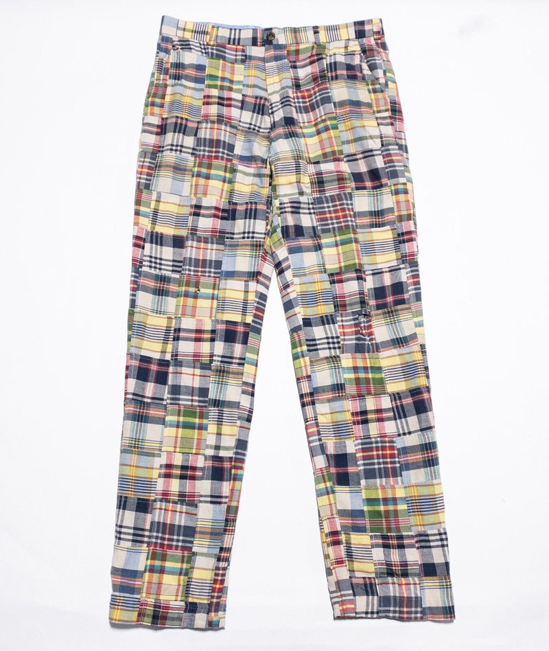 Brooks Brothers Madras Pants Men's 35x34 Patchwork Plaid Indian Madras Clark