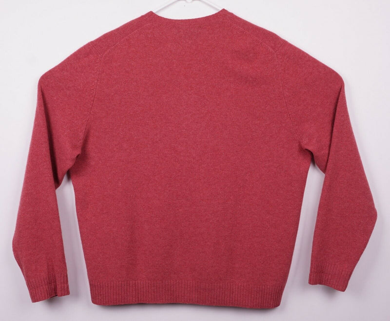 Brooks Brothers Men's Sz Large 100% Lambswool Red/Pink V-Neck Pullover Sweater