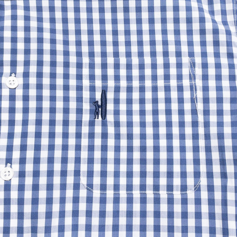 johnnie-O Shirt Men's Large Prep-Formance Long Sleeve Nylon Bamboo Blue Check