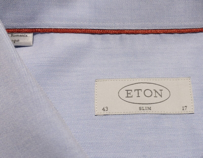 Eton Shirt 43/17 Slim Men's Long Sleeve Dress Shirt Light Blue Classic Business