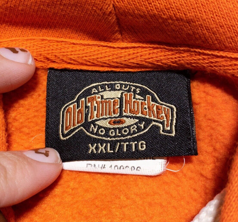 Philadelphia Flyers Hoodie Men's 2XL Old Time Hockey Lace-Up Orange Pullover NHL