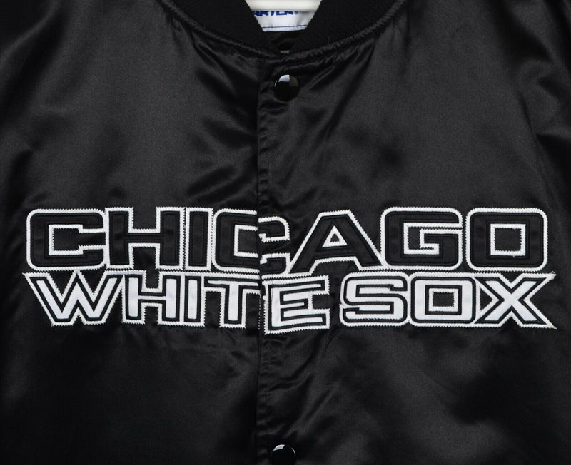 Chicago White Sox Men's 2XL Starter Snap-Front Quilt-Lined Black Bomber Jacket