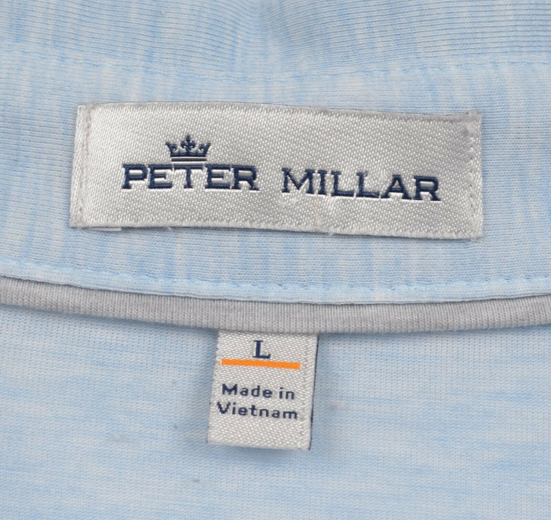 Peter Millar Men's Sz Large Crown Sport Polyester Blend Blue Golf Polo Shirt