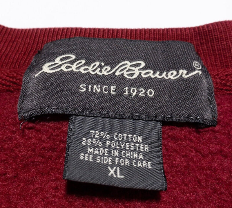 Vintage Eddie Bauer Sweatshirt Men's XL Crewneck 90s Pullover Red Spell Out 1920