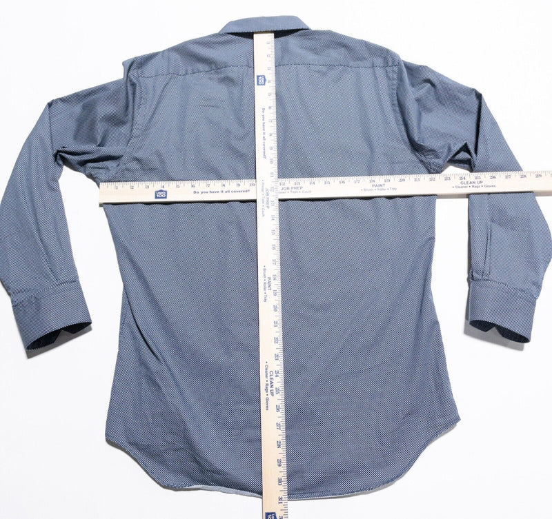 T.M. Lewin Dress Shirt Mens 16-33 Slim Fit Polka Dot 41cm Blue White Long Sleeve