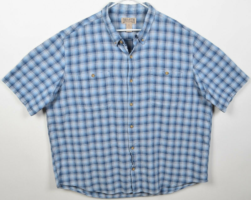 Duluth Trading Co. Men's 3XL Hemp Blend Blue Plaid Button-Down Shirt