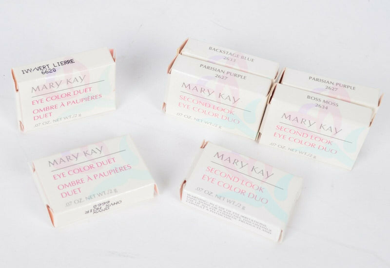 Lot of 7 Mary Kay Eye Color Duet & Second Look Eye Color Duo Assorted Blue Moss