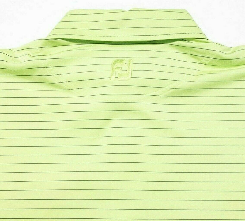 FootJoy Golf Shirt 2XL Men's Polo Striped Lime Green Wicking Stretch Performance