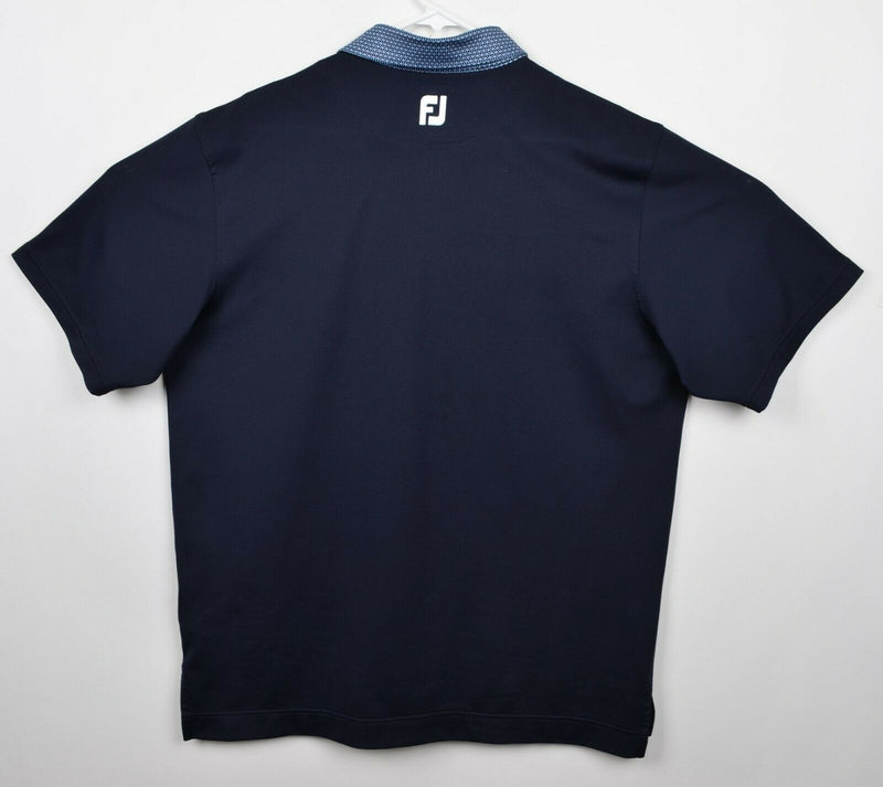 FootJoy Men's Sz Large Navy Blue Accent Collar FJ Performance Golf Polo Shirt