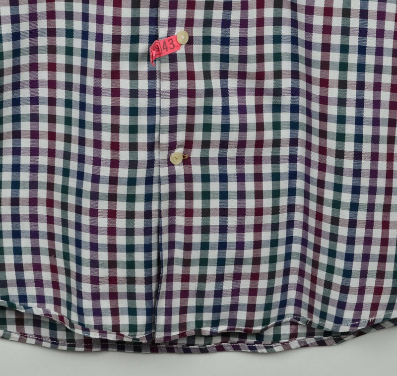 Barbour Men's Large Tailored Fit "Bibury" Red Purple Check Button-Down Shirt