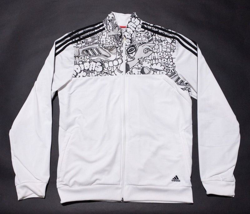 Adidas Track Jacket Women's XL Graphic Pop Art White Black Monochrome Zip