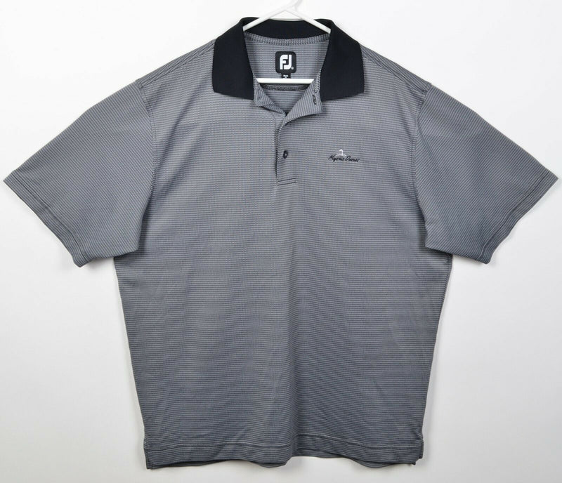 FootJoy Men's XL Gray Black Geometric FJ Golf Wicking Performance Polo Shirt