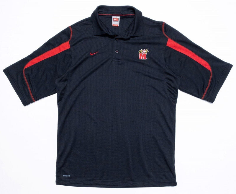 Maryland Terrapins Polo Medium Men's Nike Team Shirt Black Red NikeFIT Wicking