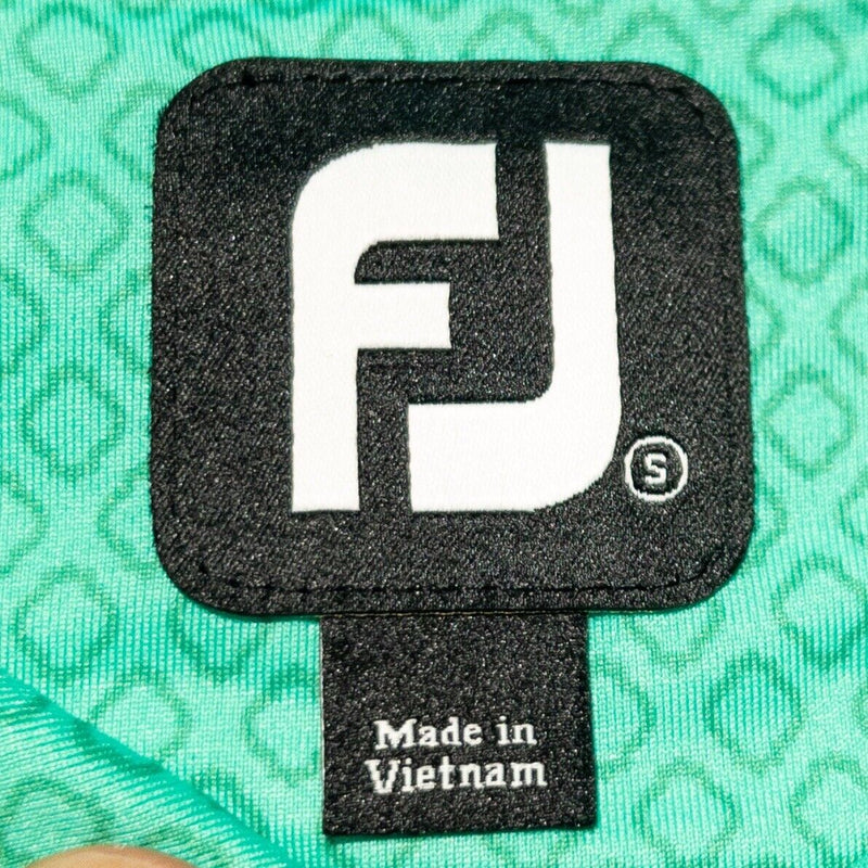 FootJoy Golf Shirt Small Men's Polo Green Geometric Diamond Wicking Stretch