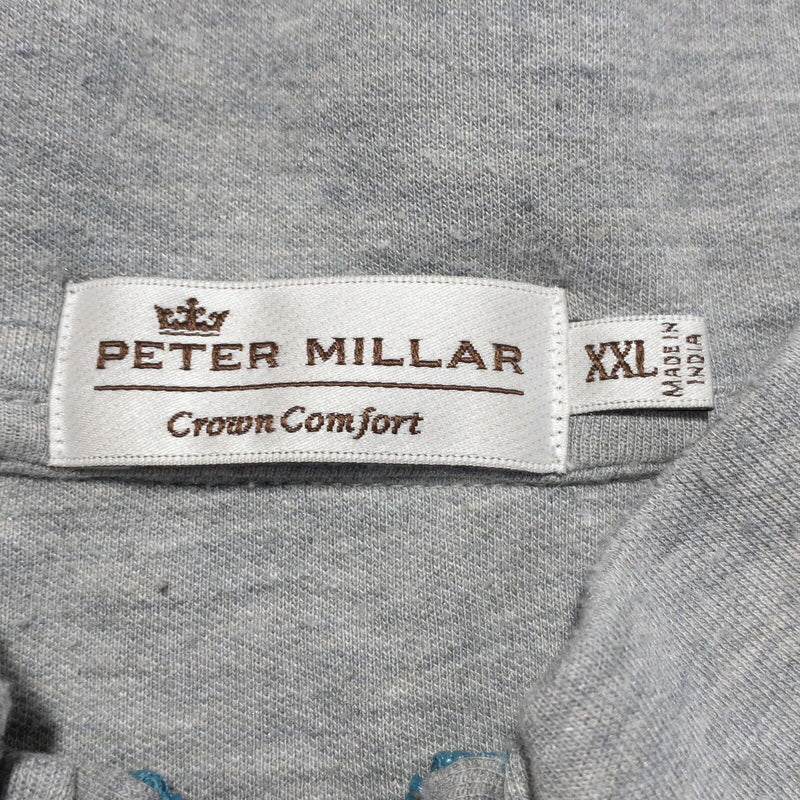 Peter Millar Crown Comfort Men's 2XL 1/4 Zip Heather Gray Golf Sweatshirt