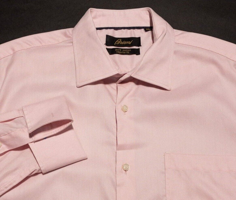 Brioni Shirt 17 Men's French Cuff Dress Shirt Light Pink Long Sleeve Formal