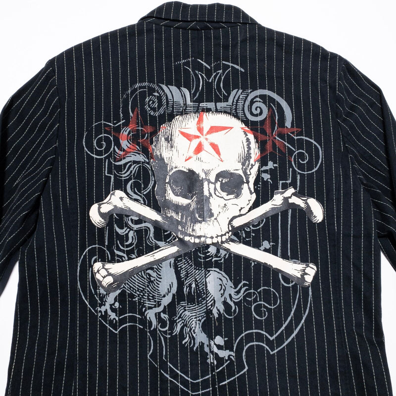 Our Silent Procession Blazer Jacket Men's Fits S/M Tag XL Black Skull Crossbones