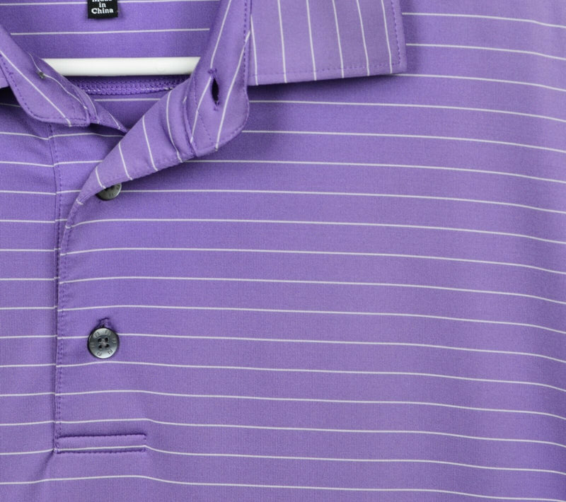 FootJoy Men's Sz XL Purple Striped FJ Performance Golf Polo Shirt DAMAGED