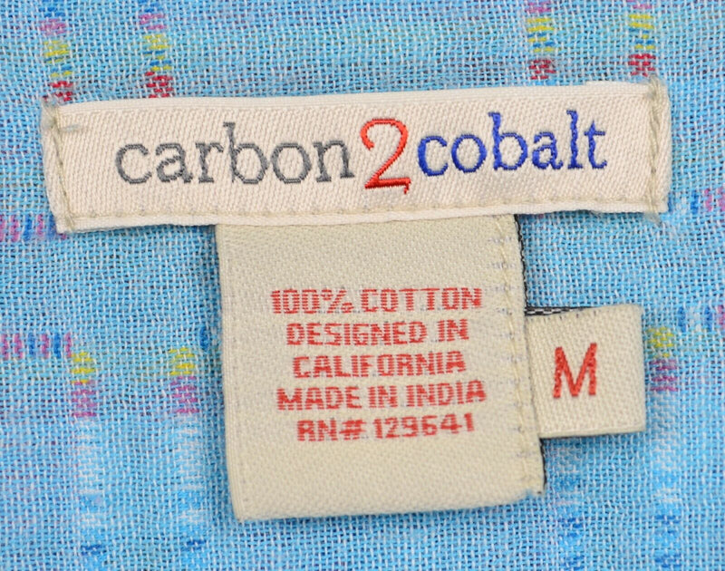 Carbon 2 Cobalt Men's Sz Medium Light Blue Geometric Multi-Color Stitch Shirt