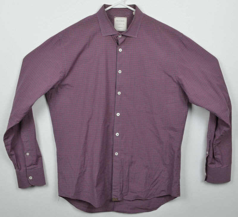 Billy Reid Men's Large Standard Cut Fuchsia Pink Purple Check Button-Front Shirt