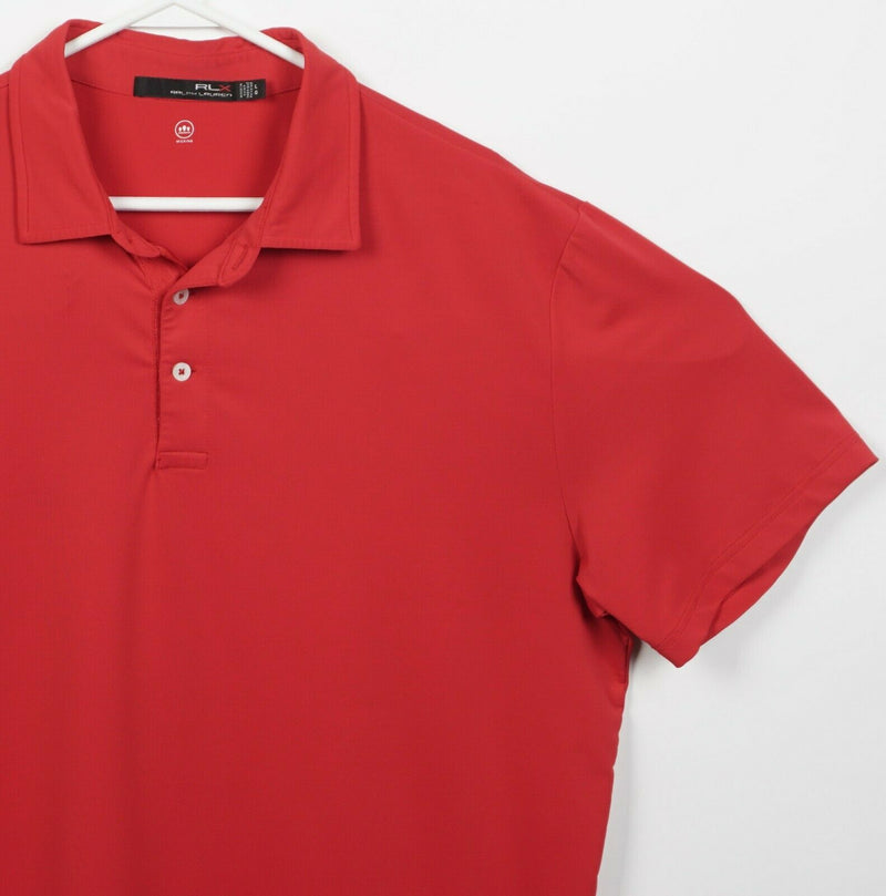 RLX Ralph Lauren Men's Large Solid Red Wicking Golf Polo Shirt