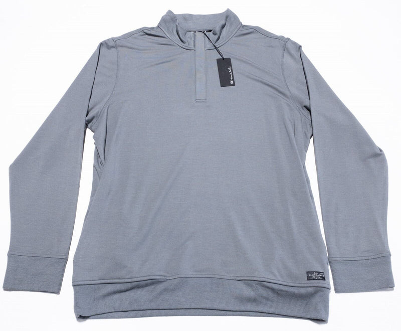 Travis Mathew 1/4 Zip Men's XL Newport Fleece Pullover Sweatshirt Gray Rayon