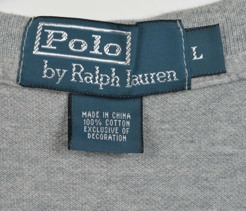 Polo Ralph Lauren Men's Large Polo Bear Tuxedo Bear Embroidered Gray Polo Shirt