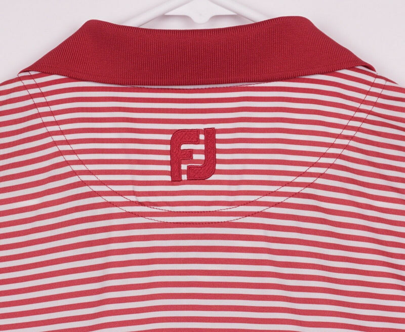 FootJoy Men's Large Red White Striped FJ Performance Golf Polo Shirt