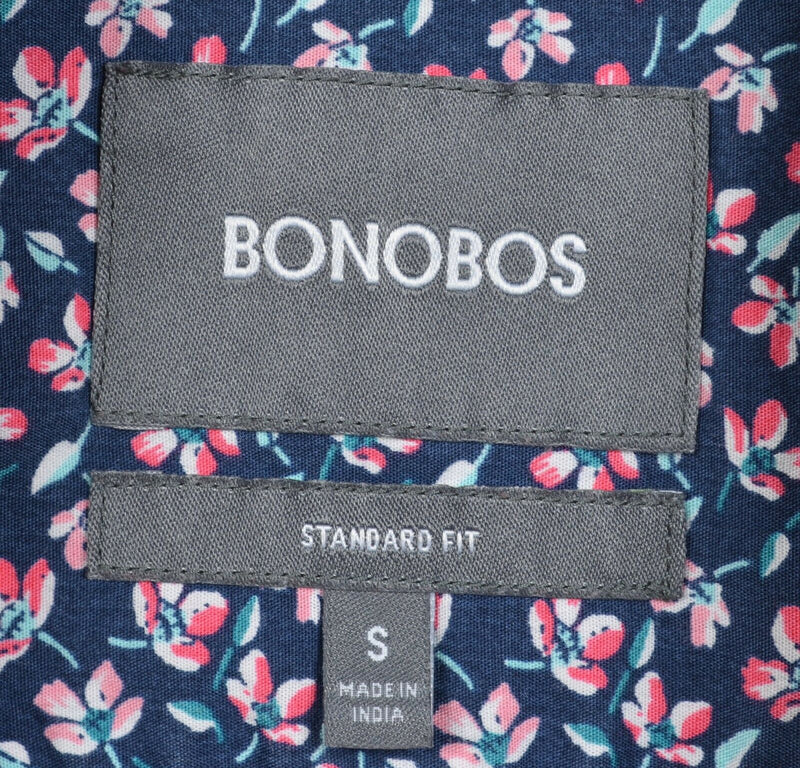 Bonobos Men's Small Standard Fit Floral Navy Blue Pink S/S Button-Down Shirt