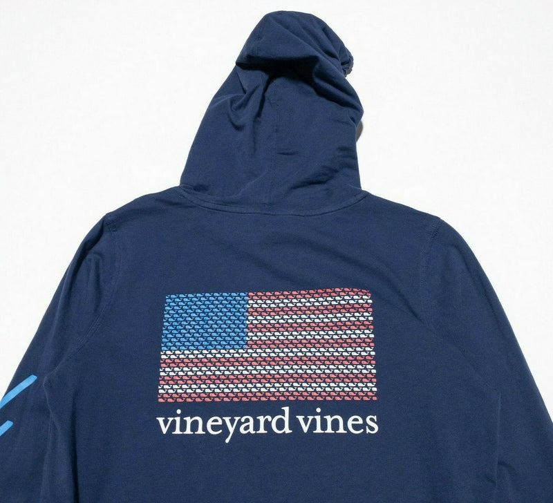 Vineyard Vines Lightweight Hoodie T-Shirt USA Flag Whale Preppy Blue Men's Small