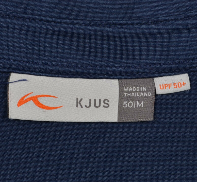 KJUS Men's Medium/50 Navy Blue Striped Wicking UPF 50+ Golf Soren Polo Shirt
