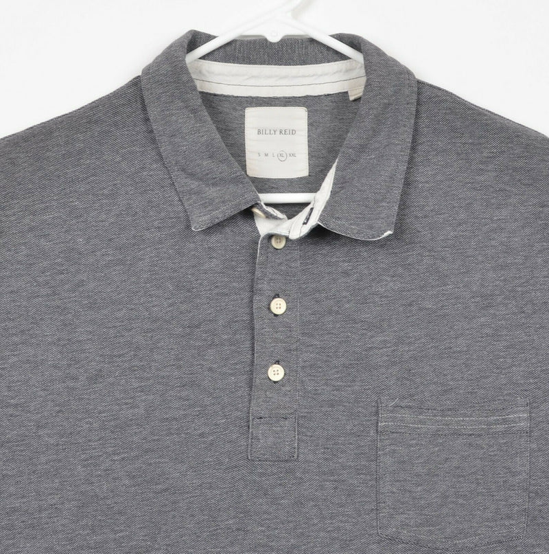 Billy Reid Men's Sz XL Heather Gray Cotton Polyester Blend Pocket Polo Shirt