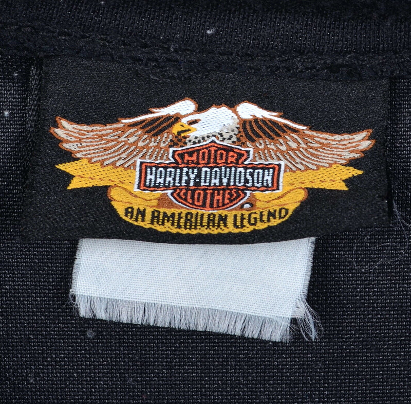 Harley-Davidson Men's XL? Racing Black White Striped 1/4 Zip Snap Pullover Shirt
