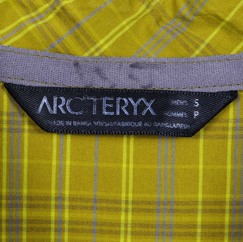 Arc'teryx Men's Small Green Plaid Cotton Polyester Blend Hiking Peakline Shirt