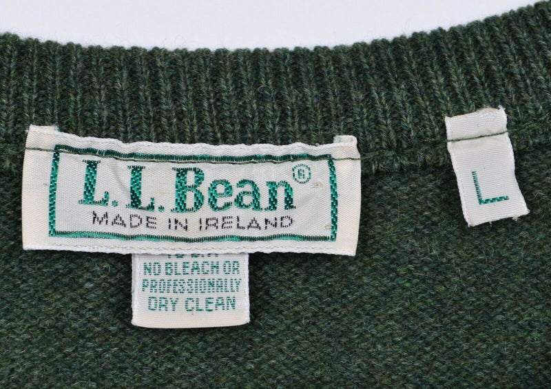 Vintage 80s LL Bean Men's Large 100% Lambswool Ireland Green Argyle Sweater Vest