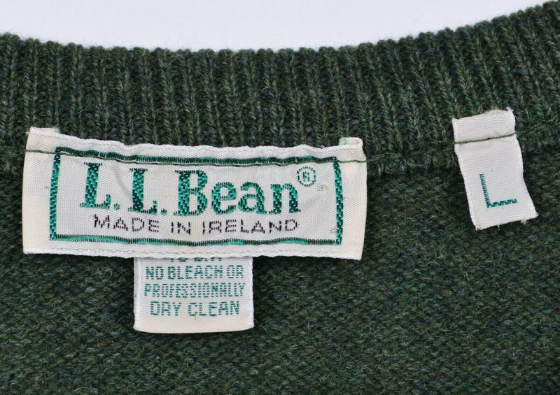 Vintage 80s LL Bean Men's Large 100% Lambswool Ireland Green Argyle Sweater Vest