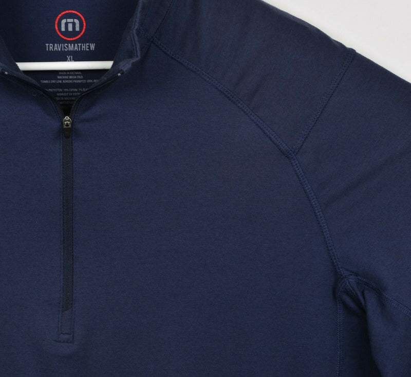 Travis Mathew Men's XL 1/4 Zip Heather Navy Blue Golf Lightweight Jacket