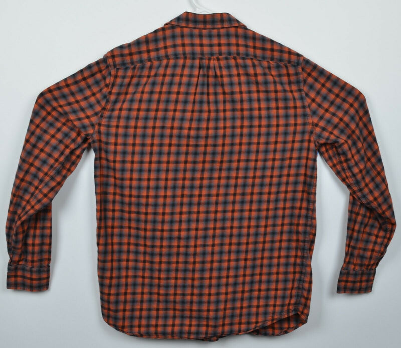 Diesel Men's Medium Orange Black Plaid Designer Long Sleeve Button-Front Shirt