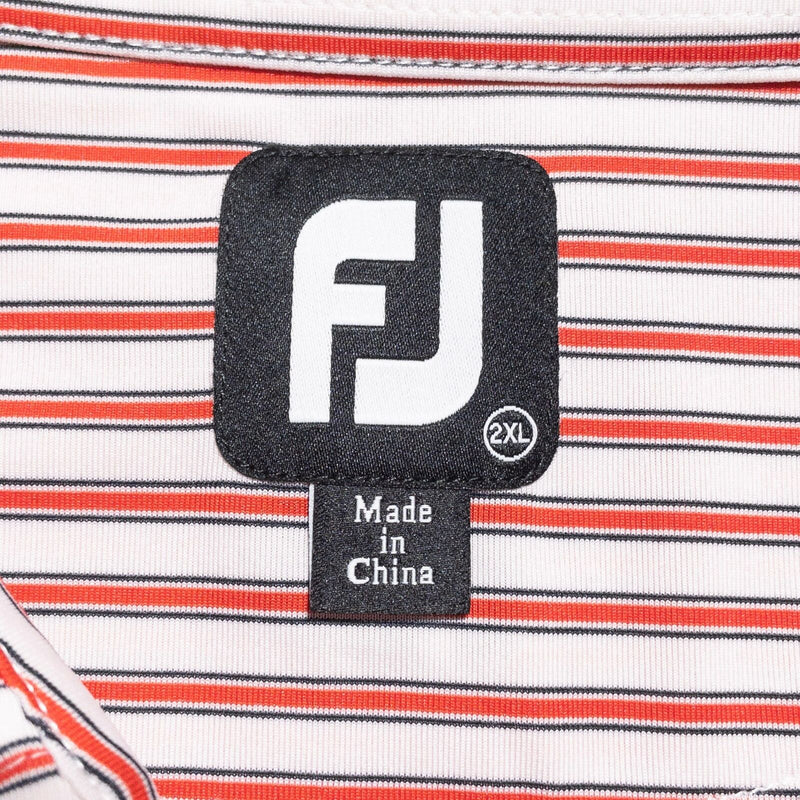 FootJoy Golf Shirt 2XL Men's Polo Red White Striped Wicking Stretch Performance