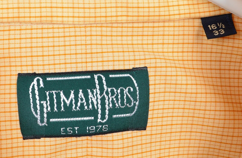 Gitman Bros. Men's 16.5-33 (Large) Yellow Plaid USA Vintage Button-Front Shirt