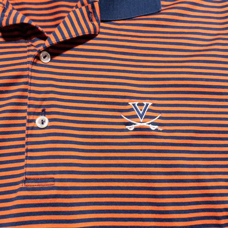 Peter Millar Virginia Cavaliers Polo Shirt Men's Medium Orange Blue Striped Golf